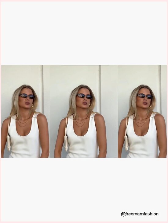 Retro Oval Cat Eye Sunglasses Y2K Narrow Frame Sun UV Protection main image 5